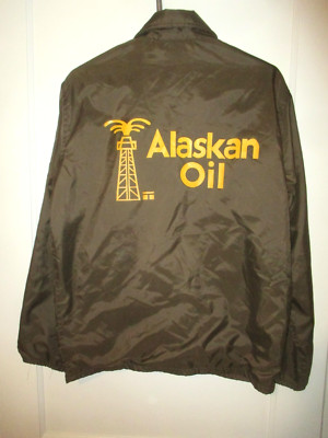 VTG PLA-JAC DUNBROOKE ALASKAN OIL REFINERY OIL RIG OIL WELL NYLON JACKET USA SML