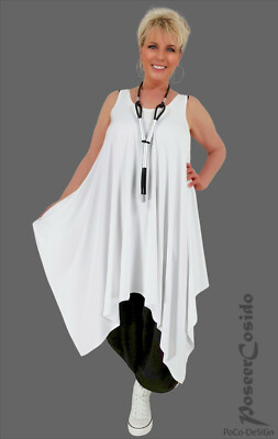 PoCo LAGENLOOK Tunika Long-Shirt Kleid L-XL-XXL-XXXL 44 46 48 52 54 56 58 weiß