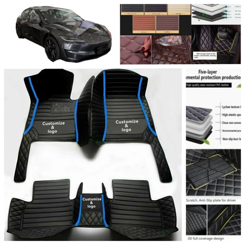 For Tesla Model 3 2017-2025 Car Floor Mats All Weather Foot Carpets Leather Rugs - Picture 10 of 35