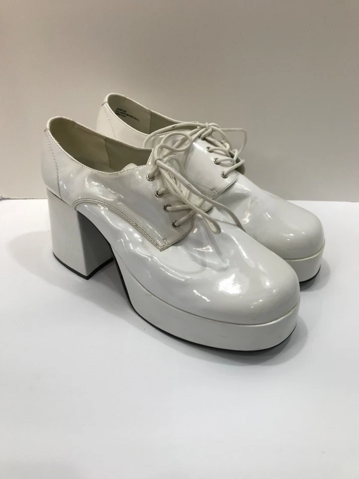 Funtasma Hombres Blanco Halloween Disfraz Plataforma Funky Disco Zapato Talla L Foto 2 de 4