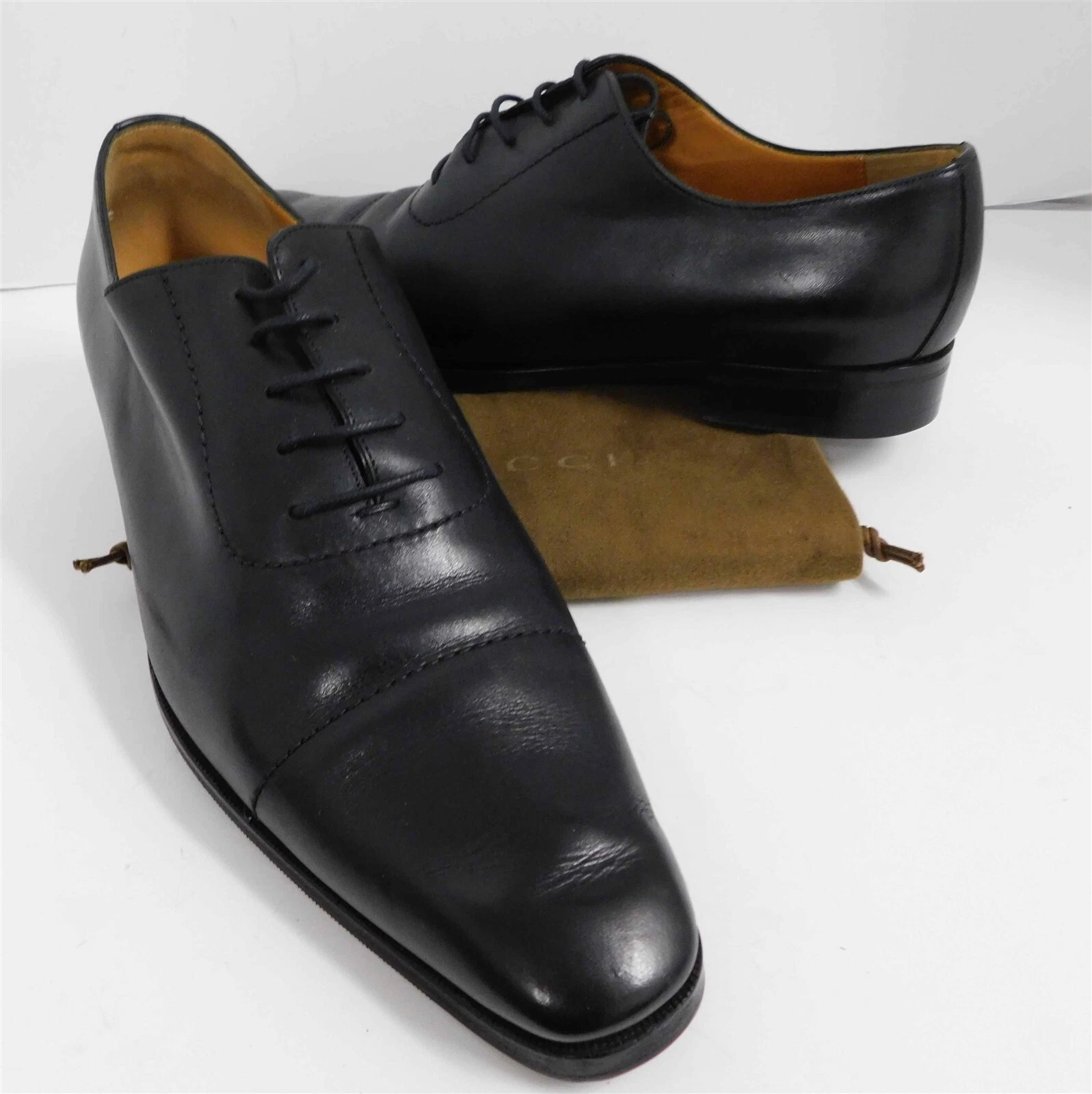 Robe Gucci cuir noir Oxfords Italie 44 E