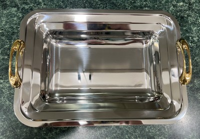 MCM Vintage WMF 18/10 Italy Rectangular Gold And Stainless Steel Tray