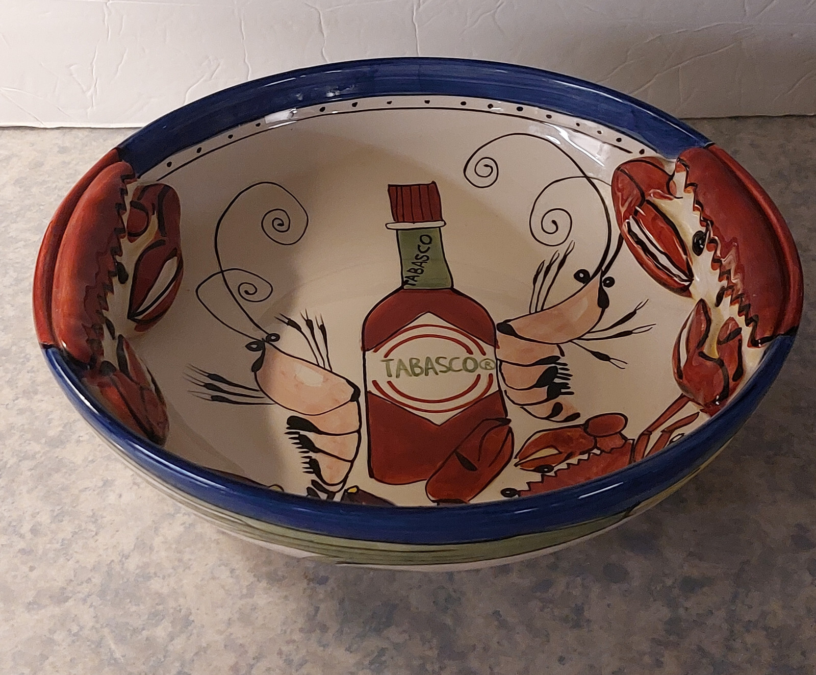 TIKA Large 12 1/2" Seafood Crab Shrimp Tabasco Serving bowl. EUC