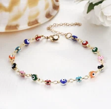Women's Fashion Anklet Gold Plated Evil Eye Ankle Bracelet Foot Jewelry 77-2