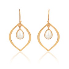 Designer Pearl Gemstone 925 Silver Gold Plated Dangle Earrings Wedding Jewelry