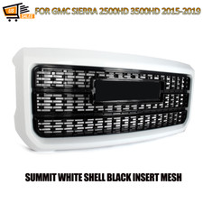 For 2015-2019 Gmc Sierra 2500hd 3500hd Black Grille Summit White Shell Surround