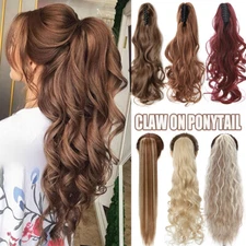 Long Thick Pony Tail Claw Clip in Hair Extension Wavy Ponytail Hairpiece As Real