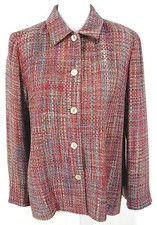 Coldwater Creek Jacket S 100 Silk Woven "Tweed" Colorful Blazer Small