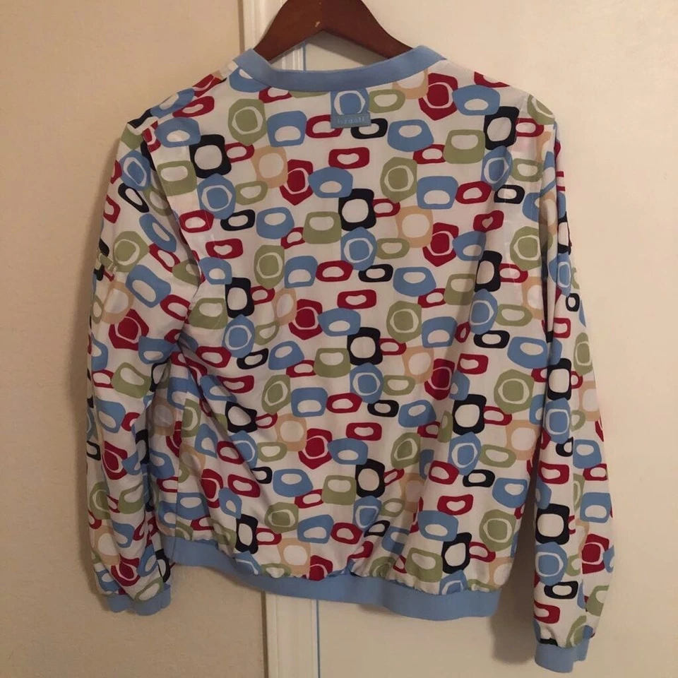 Camisa Pullover Top Liz Golf Para Mujer Multicolor Manga Larga Cuello en V Forrada Bolsillos M Foto 3 de 4