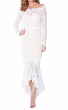 Vintage High Low Lace Long Sleeves Beach Wedding Dress Mermaid Bridal Gown 2026