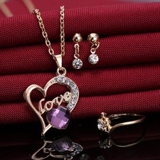 Gold Tone/Gold Plated Crystal 3 piece Jewelry Set