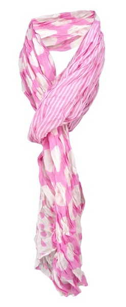 Gecrashter Schal In Rosa Weissgrau Gestreift Gepunktet - Gr. 180 X 50 Cm-image