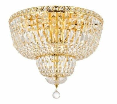 Flush Mount Crystal Chandelier 10 Light Fixture Bathroom Bedroom Dining Room 20''