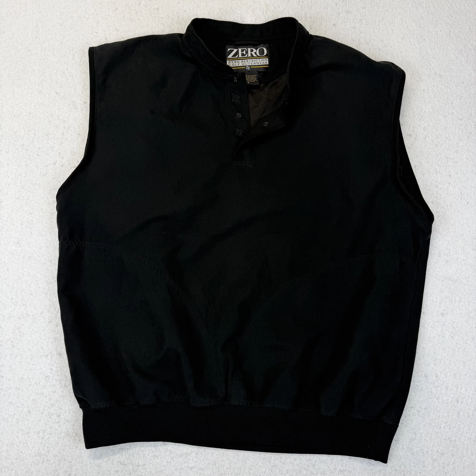 Zero Restriction Vest Mens XL Black Golf Windbreaker Snap Front Outerwear