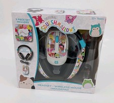 Squishmallows Headset W/Microphone, Wireless Mouse Mouse Pad Tech Bundle NEW