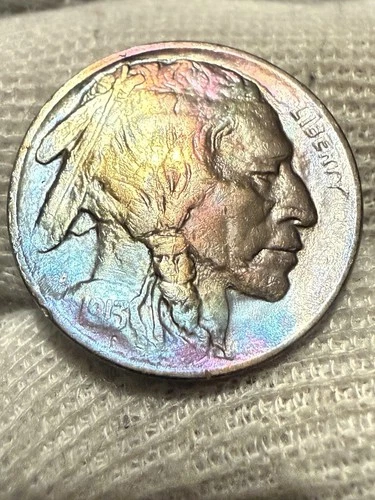1913-P Type 1 Buffalo Nickel AU++ Lustrous High Grade Toned Full Horn