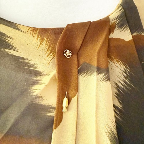 Vintage Damen 60er Jahre transparent Plissee abstrakt Gürtel Kleid Sekretärin Lehrer braun - Bild 3 von 9