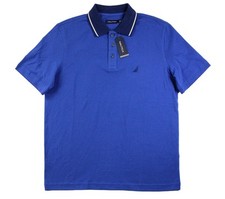 Nautica Polo Shirt Mens Medium Classic Fit Short Sleeve Casual Cobalt Blue 59