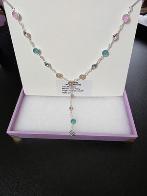 Silver Plated Miami Zest Jewel Candy Y-Drop Necklace
