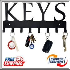 HappyHapi Key Holder Metal Key Holder Wall Decorative with 8 Key 11.4''4.9''0.6'