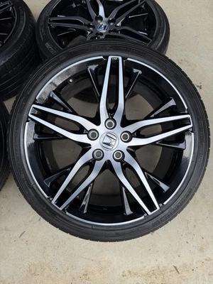 19" HONDA ACCORD WHEELS RIMS TIRES OEM 10322 63702 96982 2021-22 MACHINED BLACK - Picture 2 of 23