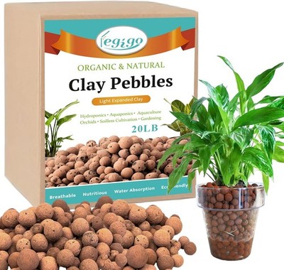 19 LBS Organic Leca Clay Pebbles for Plants, 4mm-16mm 100% Natural Leca Balls