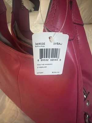 New COACH 21225 Pink Leather Mad The Maggie Tote Shoulder BAG Purse Pink/Ruby
