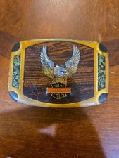 Vintage HARLEY DAVIDSON Upwing Eagle Harmony Design Solid Brass Belt Buckle C 