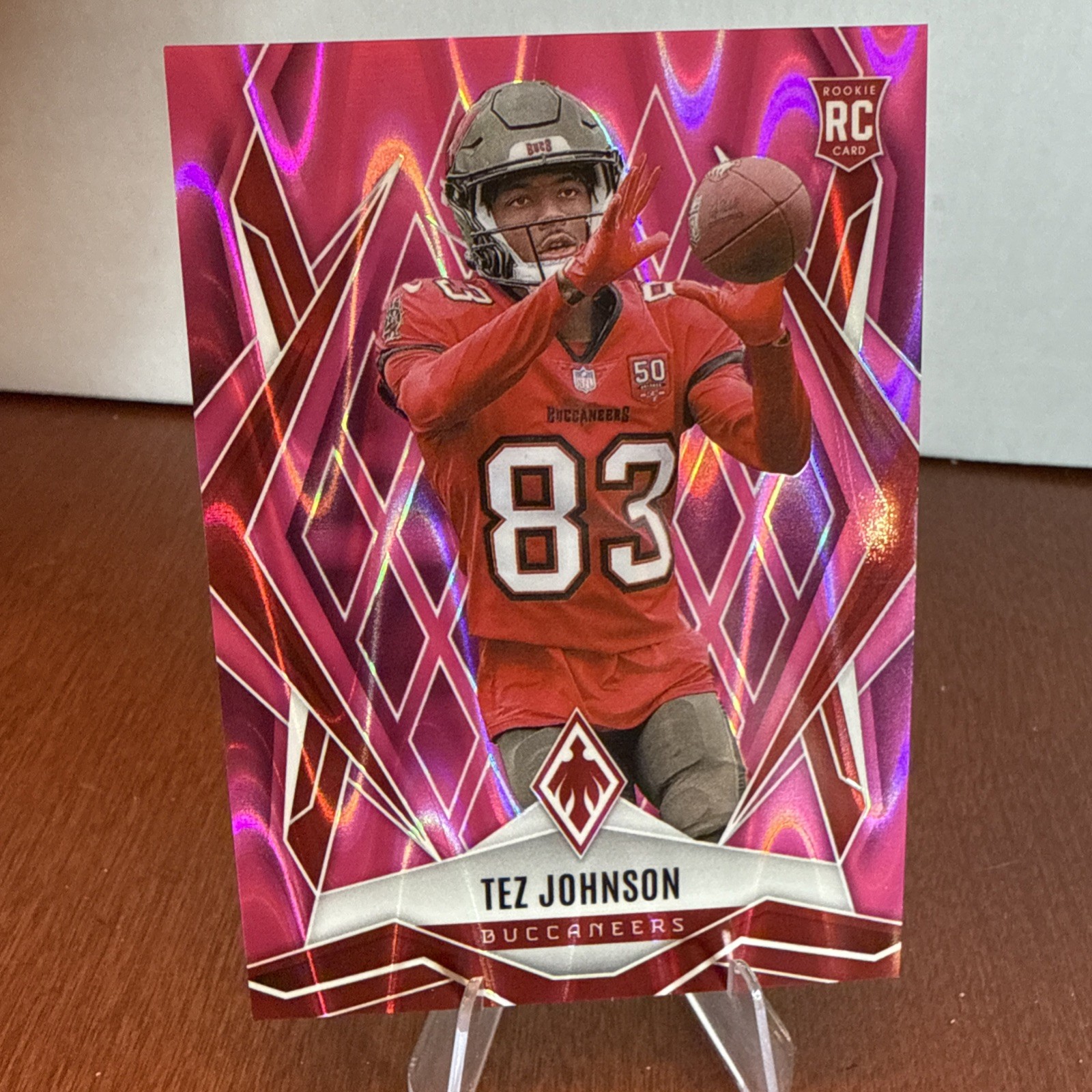 2025 Panini Phoenix - Rookies Tez Johnson #166 Pink Seismic /75 (RC)