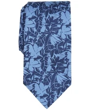 Michael Kors Mens Tie Necktie One Size Blue Palm Dewton