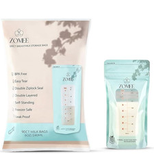 Breast Milk Storage Bags 8Oz   Leakproof Double-Zip Seal, Self-Standing, Easy-Po