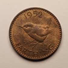 1952 Farthing King George VI British Coin Great Britain 1/4d