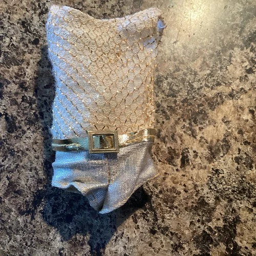 Barbie Friend Original Casey Vintage Gold Mesh Swimsuit Silver Bottom Gold Belt