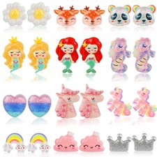 DEVIENG Clip On Earrings for Girls, No Pierced Design Hypoallergenic Kids Clips