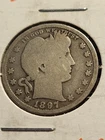 1897 S Barber Silver Quarter, key date San Francisco     invoi    q123ej