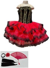 Toddler Girls Black/Red Ballet Dance Costume Spanish Rose Size 3T w/Accessories