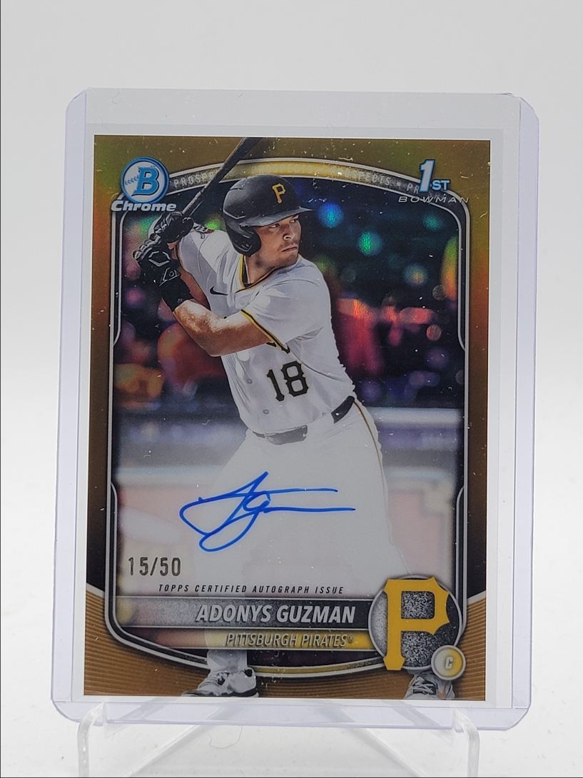 ADONYS GUZMAN 2025 BOWMAN CHROME DRAFT 1ST GOLD REFRACTOR AUTO /50 Q4060