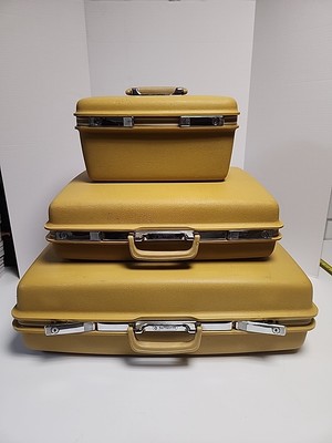 Vintage 1970's Samsonite Hardcover Suitcase Set Yellow 3 Piece | eBay