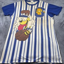 Vintage 1978 Garfield Odie Baseball Shirt Mens OSFA Pinstripe All Over Print 80s