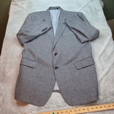Jos. A. Bank Linen Wool Sport Coat Mens 46R Micro Check Blazer Black White Gray