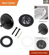 Stylish Matte Black Trip Lever Tub Drain Set - Quick Installation with Gaskets