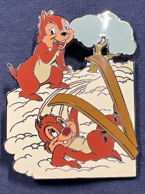 Disney Auctions LE  Pin Chip  n  Dale Skiing Artist Proof Silver Back Super Rare
