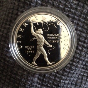 Proof 2006-P Benjamin Franklin Scientist 90% Silver Dollar In Capsule