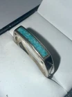 Vintage Solid Sterling Silver Turquoise Inlay Southwestern Ring Size 10