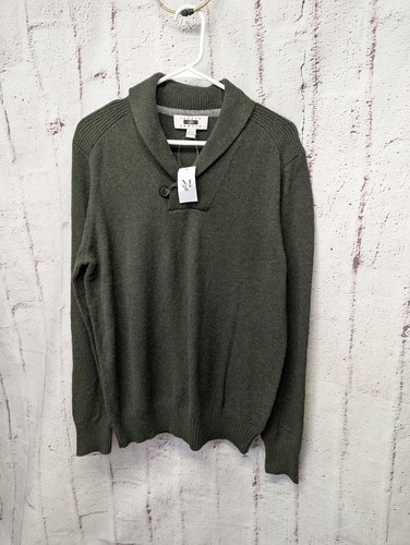 Joseph Abboud Sweater Men's Large L Green Shawl Collar Knit Wool Blend NWT