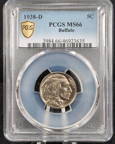 1938-D 5C Buffalo Nickel - PCGS MS66 - PCGS Gold Shield #6524