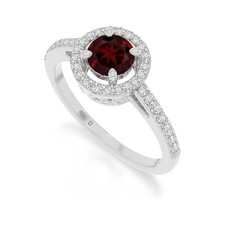 925 Sterling Silver Round 0.80 Ctw Garnet Gemstone Halo Women Engagement Ring