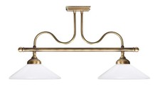 Plafoniera Art Nouveau lampada vero ottone bronzato paralume in vetro E27 Premium