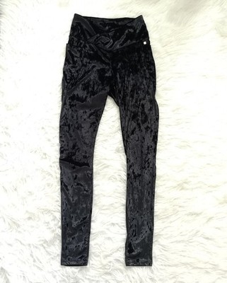 Fabletics Women s Small Crushed Velour Crossover Legging Black Velvet S
