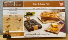 COPPER CHEF 5 PIECE SET BAKE & CRISP PAN BAKE ROAST BROWNIES COOKING BAKING ~NEW